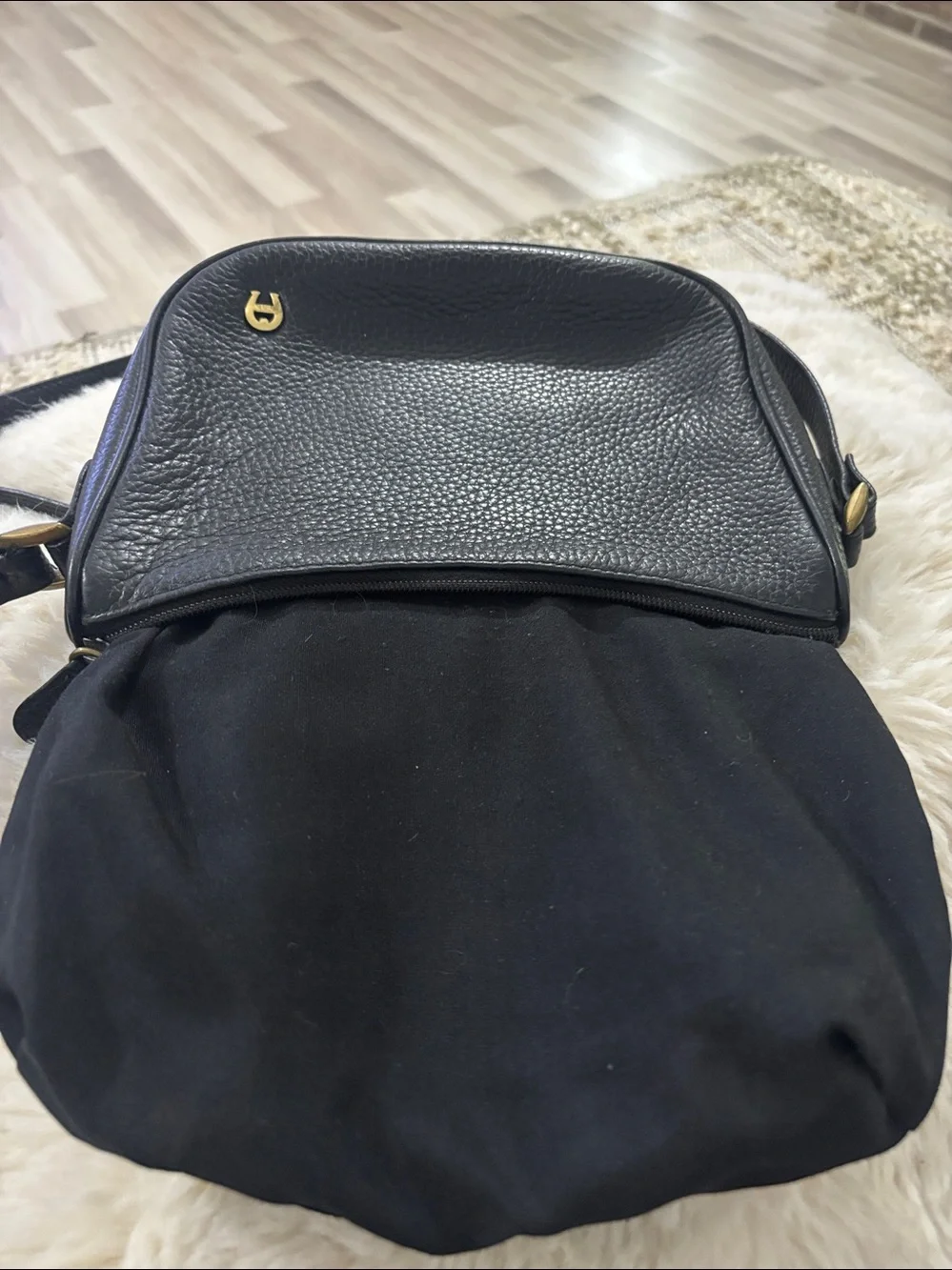 Vtg Etienne Aigner Black Leather Y2K Crossbody Shoulder Bag